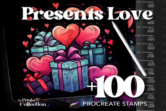 100 Procreate Presents Love Stamps
