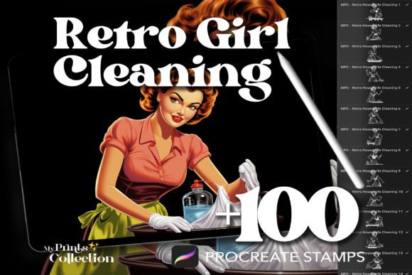 100 Procreate Retro Girl Cleaning Stamp: Reviving Vintage Charm in Digital Art