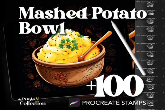 Elevating Digital Artistry with 100 Procreate Mashed Potato Bowl Stamps