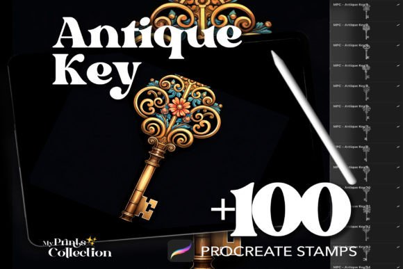Unlock Vintage Charm with 100 Procreate Antique Key Stamps
