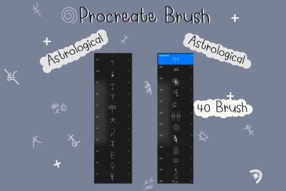 Unlocking Cosmic Creativity with Procreate Astrological 40 Stamps